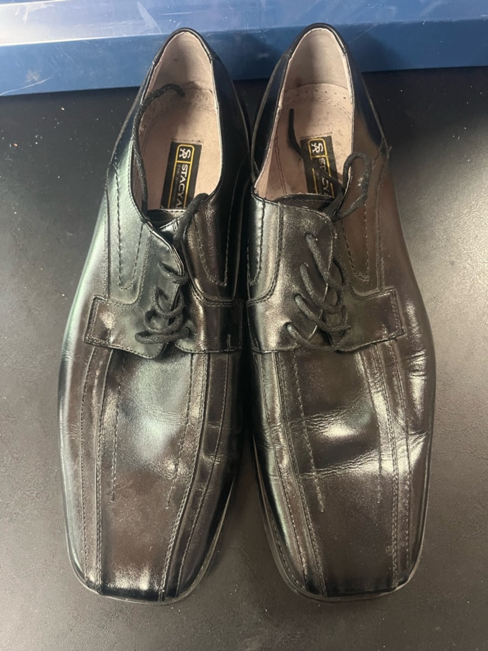 Stacy Adams Men's Black Leather Lace-Up Dress Oxfords